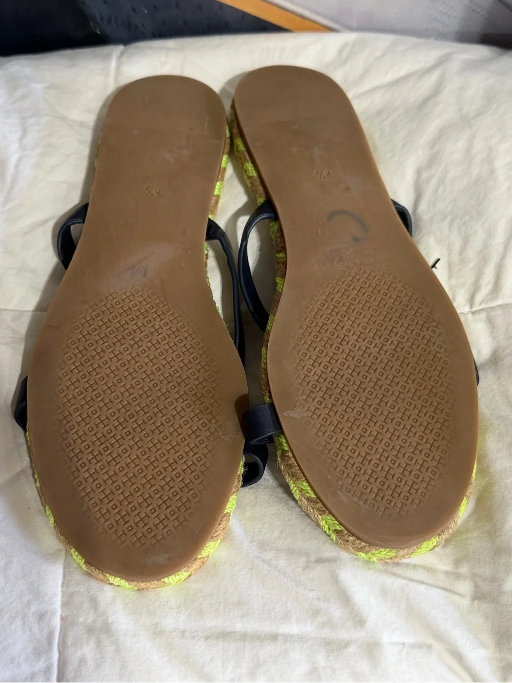 Tory Burch Neon Green Braided Rope Slide Sandals. Size 8.  Excellent condition